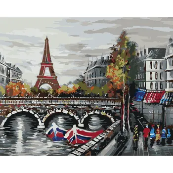 ZUTY Malování podle čísel - LOĎKY POD EIFFELOVOU VĚŽÍ Rozměr: 40x50 cm, Rámování: bez rámu a bez vypnutí plátna