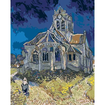 ZUTY Malování podle čísel - KOSTEL V AUVERS (VINCENT VAN GOGH) Rozměr: 40x50 cm, Rámování: bez rámu a bez vypnutí plátna