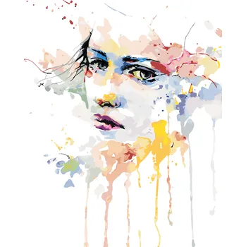 ZUTY Malování podle čísel - PORTRÉT ŽENA A ROZTEKLÉ BARVY Rozměr: 80x100 cm, Rámování: bez rámu a bez vypnutí plátna
