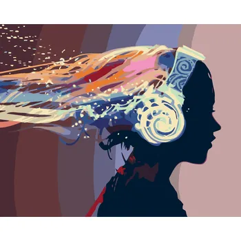 ZUTY Malování podle čísel - ŽENA SE SLUCHÁTKY Rozměr: 40x50 cm, Rámování: bez rámu a bez vypnutí plátna