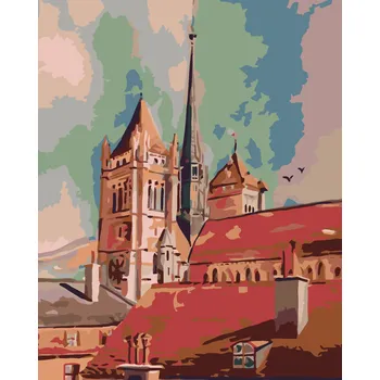 ZUTY Malování podle čísel - VĚŽE A STŘECHY Rozměr: 40x50 cm, Rámování: vypnuté plátno na rám