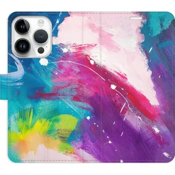 Pouzdro na mobilní telefon Flip pouzdro iSaprio - Apple iPhone 15 Pro - Abstract Paint 05 - kapsičky na karty (Knížkový flip kryt, obal, pouzdro iSaprio na mobil Apple iPhone 15 Pro - Abstract Paint 05 - 360° ochrana telefonu, přihrádka na karty a hotovost, funkce stojánku, pevná T