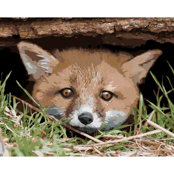 ZUTY Malování podle čísel - LIŠKA POD STROMEM Rozměr: 40x50 cm, Rámování: bez rámu a bez vypnutí plátna