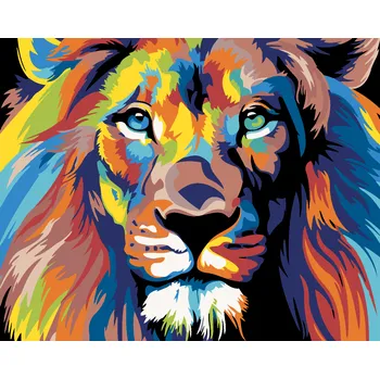 ZUTY Malování podle čísel - BAREVNÝ LEV II Rozměr: 40x50 cm, Rámování: bez rámu a bez vypnutí plátna