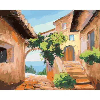 ZUTY Malování podle čísel - DOMEČEK U MOŘE Rozměr: 40x50 cm, Rámování: bez rámu a bez vypnutí plátna