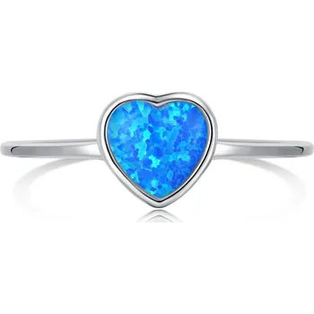 Prsten Nastavitelný stříbrný prsten s modrým srdíčkem - Meucci SYR042