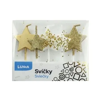 Dortová svíčka Svíčka 5ks, HVĚZDA zlatá LUMA