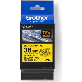 Pásek do tiskárny Brother TZ-SL661 / TZe-SL661 Pro Tape, 36mm x 8m, černý tisk / žlutý podklad, originální páska