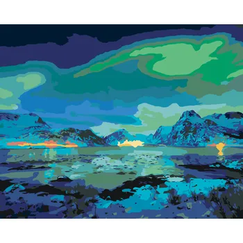 ZUTY Malování podle čísel - POLÁRNÍ ZÁŘE NAD HORAMI Rozměr: 40x50 cm, Rámování: bez rámu a bez vypnutí plátna