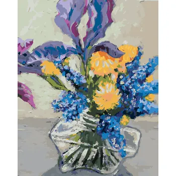 ZUTY Malování podle čísel - KOSATCE A PAMPELIŠKY VE VÁZE Rozměr: 40x50 cm, Rámování: bez rámu a bez vypnutí plátna