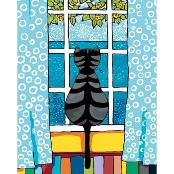 ZUTY Malování podle čísel - KOČKA ZA OKNEM Rozměr: 40x50 cm, Rámování: vypnuté plátno na rám