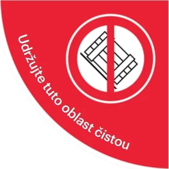 Samolepicí plošné protiskluzové značení (čtvrtkruh), ''zákaz skladování palet'' – fólie, 750×750 mm