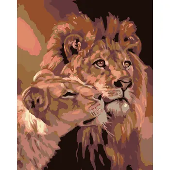 ZUTY Malování podle čísel - LEV S LVICÍ Rozměr: 40x50 cm, Rámování: bez rámu a bez vypnutí plátna