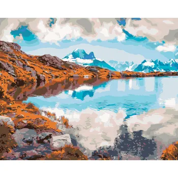 ZUTY Malování podle čísel - RÁNO NA JEZEŘE LAC BLANC Rozměr: 40x50 cm, Rámování: bez rámu a bez vypnutí plátna