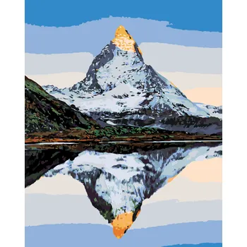 ZUTY Malování podle čísel - HORA MATTERHORN A JEJÍ ODRAZ V JEZEŘE Rozměr: 40x50 cm, Rámování: bez rámu a bez vypnutí plátna