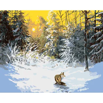 ZUTY Malování podle čísel - LIŠKA V ZASNĚŽENÉM LESE Rozměr: 80x100 cm, Rámování: bez rámu a bez vypnutí plátna
