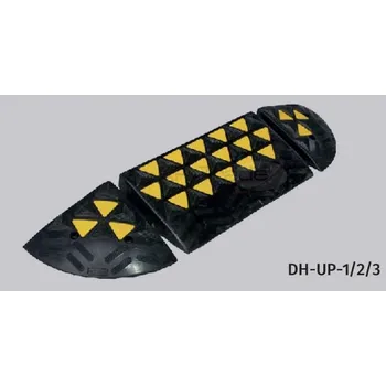 Nakládací rampa pro vozidlo Pryžová reflexní nájezdová rampa, koncový díl – žluto-černý, 600×300×100 mm