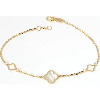 Náramek Dámský zlatý čtyřlístkový náramek ZLNA1254F 18 cm + Dárek zdarma