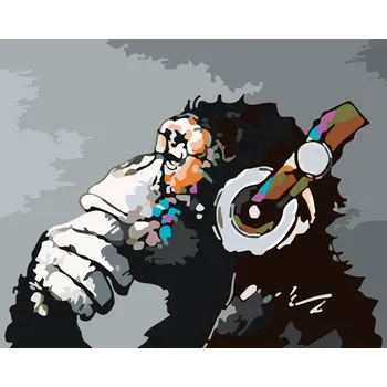 ZUTY Malování podle čísel - OPICE POSLOUCHAJÍCÍ HUDBU Rozměr: 40x50 cm, Rámování: bez rámu a bez vypnutí plátna