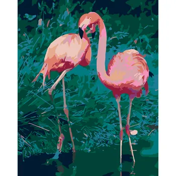 ZUTY Malování podle čísel - DVA PLAMEŇÁCI Rozměr: 40x50 cm, Rámování: vypnuté plátno na rám