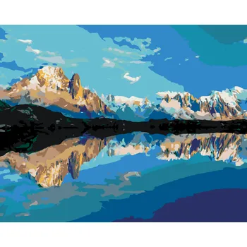ZUTY Malování podle čísel - LETNÍ PANORAMA JEZERA LAC BLANC Rozměr: 40x50 cm, Rámování: bez rámu a bez vypnutí plátna