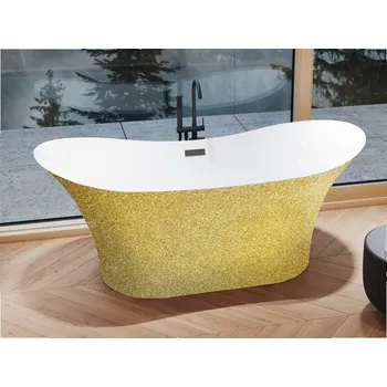 Vana Hopa Amber Glam Volně stojící vana 170 × 80 cm, zlatá, sifon-černý, VANAMBER170BG1