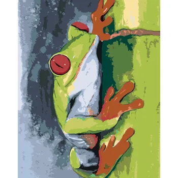 ZUTY Malování podle čísel - ŽÁBA NA BAMBUSU Rozměr: 40x50 cm, Rámování: bez rámu a bez vypnutí plátna