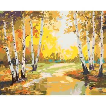 ZUTY Malování podle čísel - BŘÍZY A POTŮČEK Rozměr: 40x50 cm, Rámování: bez rámu a bez vypnutí plátna