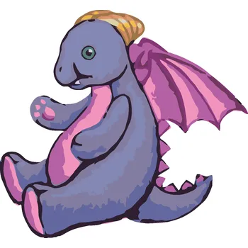 ZUTY Malování podle čísel - FIALOVÝ PLYŠOVÝ DRÁČEK (SUE ELLEN BROWN) Rozměr: 40x50 cm, Rámování: vypnuté plátno na rám