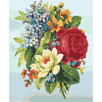 ZUTY Malování podle čísel - KOLÁŽ KVĚTINY Rozměr: 40x50 cm, Rámování: bez rámu a bez vypnutí plátna