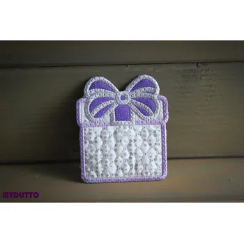 Úložný box Darovací box - vyšívaný - fialová světlá mašle