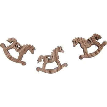 Vánoční dekorace Dekorace, dřevěná, HOUPACÍ KONÍK, 2,5x2,5 cm, 18 ks/bal.