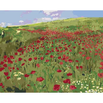 ZUTY Malování podle čísel - LOUKA S MÁKY (PÁL SZINYEI MERSE) Rozměr: 40x50 cm, Rámování: bez rámu a bez vypnutí plátna