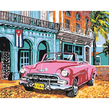 ZUTY Malování podle čísel - STARÁ AMERIKA NA KUBĚ Rozměr: 40x50 cm, Rámování: bez rámu a bez vypnutí plátna