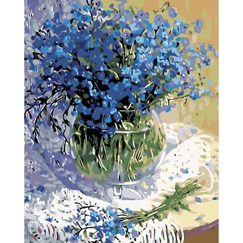 ZUTY Malování podle čísel - KYTICE MODRÝCH KVĚTŮ II Rozměr: 80x100 cm, Rámování: bez rámu a bez vypnutí plátna