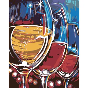 ZUTY Malování podle čísel - TŘI SKLENKY VÍNA Rozměr: 40x50 cm, Rámování: bez rámu a bez vypnutí plátna