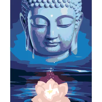 ZUTY Malování podle čísel - MODRÝ BUDDHA S LOTOSEM Rozměr: 40x50 cm, Rámování: bez rámu a bez vypnutí plátna