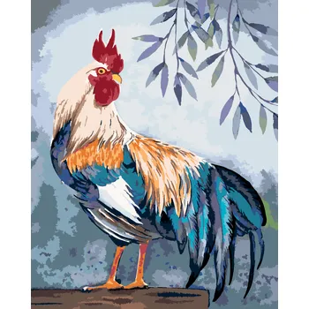 ZUTY Malování podle čísel - PESTRÝ KOHOUT Rozměr: 40x50 cm, Rámování: bez rámu a bez vypnutí plátna