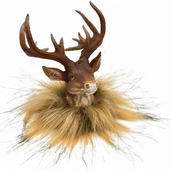 Dekorace - hlava jelena s umělou kožešinou 8x11x10 cm
