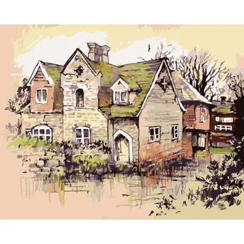 ZUTY Malování podle čísel - VENKOVSKÝ DŮM Rozměr: 40x50 cm, Rámování: vypnuté plátno na rám