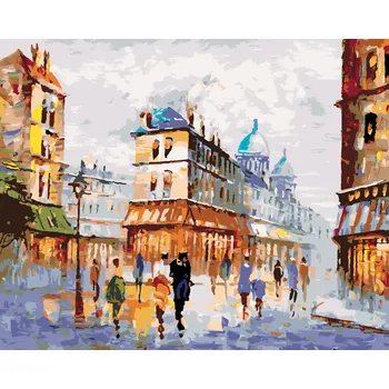 ZUTY Malování podle čísel - POHLED NA ULICI PAŘÍŽ Rozměr: 40x50 cm, Rámování: bez rámu a bez vypnutí plátna