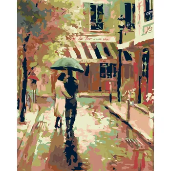 ZUTY Malování podle čísel - PROCHÁZKA V DEŠTI Rozměr: 40x50 cm, Rámování: vypnuté plátno na rám