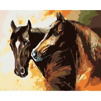 ZUTY Malování podle čísel - HNĚDÍ MALOVÁNÍ KONĚ Rozměr: 40x50 cm, Rámování: bez rámu a bez vypnutí plátna