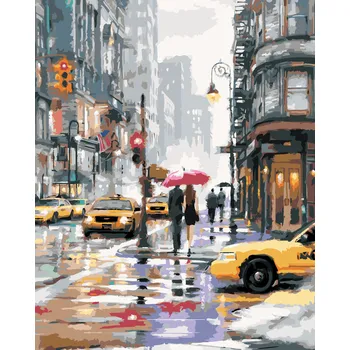ZUTY Malování podle čísel - ŽLUTÉ TAXÍKY V NEW YORKU (RICHARD MACNEIL) Rozměr: 40x50 cm, Rámování: bez rámu a bez vypnutí plátna
