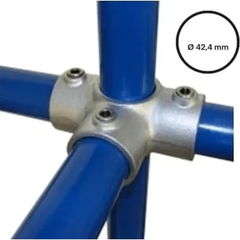Tesařské kování Konstrukční fitinka, spojka ocelových trubek pr. 42,4 mm – úhlový spojovací kříž 176-C42