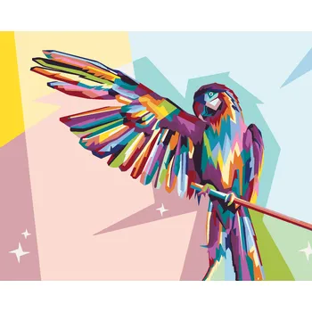 ZUTY Malování podle čísel - BAREVNÝ PAPOUŠEK NA VĚTVI Rozměr: 80x100 cm, Rámování: bez rámu a bez vypnutí plátna