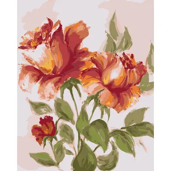 ZUTY Malování podle čísel - ČERVENOORANŽOVÉ RŮŽE Rozměr: 40x50 cm, Rámování: bez rámu a bez vypnutí plátna