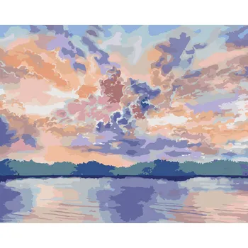 ZUTY Malování podle čísel - TROPICKÉ FIALOVÉ MRAKY Rozměr: 40x50 cm, Rámování: bez rámu a bez vypnutí plátna