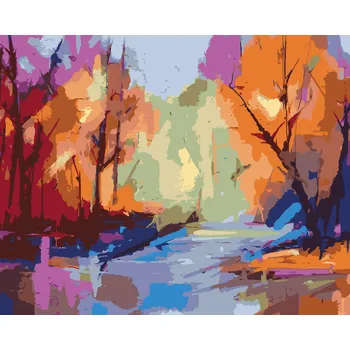 ZUTY Malování podle čísel - ABSTRAKTNÍ KRAJINA Rozměr: 40x50 cm, Rámování: vypnuté plátno na rám