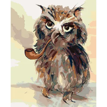 ZUTY Malování podle čísel - SOVA S FAJFKOU Rozměr: 40x50 cm, Rámování: bez rámu a bez vypnutí plátna